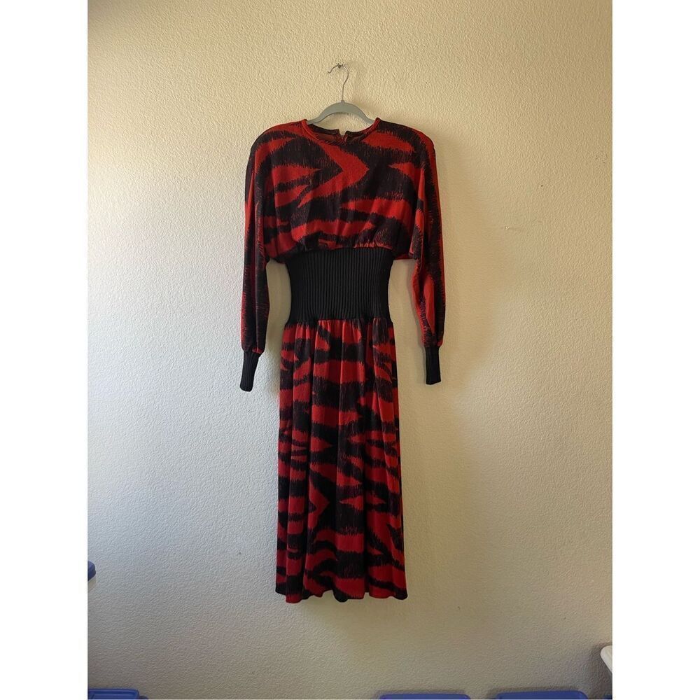 Vintage 80s women’s midi long sleeve dress‎ size small
